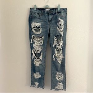 Cello Super Distressed Straight Leg Jeans